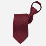MAXVIVI 拉链领带 男士商务正装潮流8cm领带礼盒装 MLD213034 红色粗条纹（拉链款） 