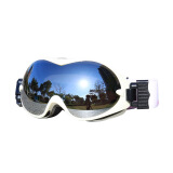 钢米护目镜滑雪眼镜 双层防雾眼镜 男女可用 防雪盲 登雪山 防护雪镜防风沙 HX002 亮白真蓝 
