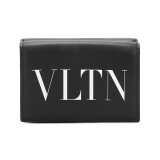 华伦天奴（Valentino）男士皮革三折钱包钱夹黑色白色VLTN图案 WY2P0P93LVN 0NO