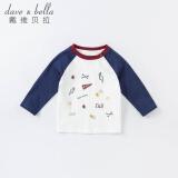 davebella戴维贝拉童装秋装宝宝上衣婴儿棉质衣服男童洋气潮流T恤DBS15502藏青色100cm