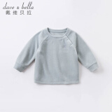 davebella戴维贝拉男童长袖T恤2021春秋装儿童打底衫小孩宝宝摇粒绒套头衫女DB16447烟蓝色80cm
