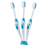 黑妹(heimei) 儿童牙刷 婴儿牙刷 软毛牙刷 宝宝牙刷 幼儿训练牙刷 吸盘可站立蓝色3支(3-9岁)