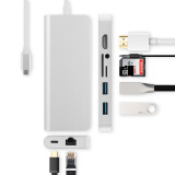 久宇 笔记本电脑转接头苹果USB-C多功能扩展联想小新Pro 14转换器戴尔千兆网口HDMI拓展 HDMI+千兆网口+读卡器+充电+耳机+双USB Thunderbolt3接口笔记本适用