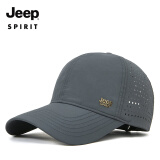 吉普（JEEP）大头围夏季新款男士软顶速干棒球帽户外轻薄透气网帽防晒鸭舌帽子 2229深灰 M 加大码(59-62c)可调节