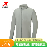 特步（XTEP）【门店同款】火烬薪传梭织立领厚外套男针织开衫运动976429160144 梯田灰 L