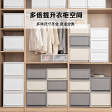 爱丽思（IRIS）衣柜衣服收纳箱塑料抽屉式玩具收纳盒整理箱衣服柜子储物箱百纳箱 【灰色47L*三个装】面宽40*50*23.5cm