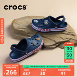 crocs卡骆驰洞洞鞋贝雅卡骆班轻便耐磨一脚蹬休闲鞋|205089 深蓝/辣椒红-4CC 41 /42(260mm)