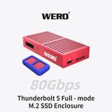 WERO雷电5全模式硬盘盒NVMe M.2固态USB协议全兼容外置扩容移动盒支持雷电3/4/5/USB兼容Pcie5.0硬盘 雷电5全模式硬盘盒-红色+蓝色硅胶套