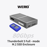 WERO雷电5全模式硬盘盒NVMe M.2固态USB协议全兼容外置扩容移动盒支持雷电3/4/5/USB兼容Pcie5.0硬盘 雷电5全模式硬盘盒-灰色+蓝色硅胶套