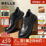 百丽商务皮鞋男秋新商场同款舒适牛皮休闲皮鞋加绒8ND01DM4预售 黑色-绒里 41 (255mm)