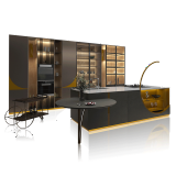 百能不锈钢整体橱柜定做简约现代开放式组合厨房橱柜定制 茶色