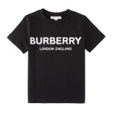 博柏利 BURBERRY 奢侈品童装 男童棉质徽标印花圆领短袖T恤 黑色 80088811 3Y/3岁/98cm