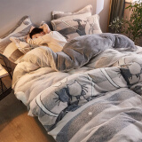 九洲鹿 四件套 雪花绒 加厚双面法兰绒保暖床上用品 珊瑚绒双人1.5/1.8米床被套床单枕套