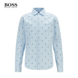 BOSS HUGO BOSS 衬衫男2019秋季商务时尚印花纯棉长袖衬衫50414840 456-浅蓝色 XL