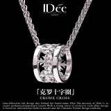 IDee  CREATIVE IDER FOR YOU法国IDee十字环银项链男潮牌高级感吊坠男潮925银配饰生日礼物 定制款O型链55cm坠1.4*2cm