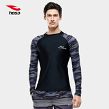 浩沙（hosa）男士泳衣长袖游泳衣泳裤套装 潜水冲浪服运动沙滩度假温泉泳装 深蓝色（上衣） M
