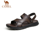 骆驼（CAMEL） 商务软底两用凉拖凉鞋男牛皮舒适沙滩鞋 GE12220557 棕色 41 