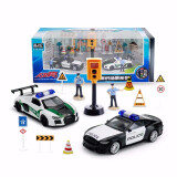 彩珀（CAIPO）1:76合金沃尔沃小工程车环保警车运输消防套装模型回力儿童玩具男 警察套装（滑行版）