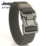 吉普（JEEP）2024新款战术快拆皮带铝合金插扣松紧弹力休闲户外训练腰带男士款 暗夜黑扣深灰色 125cm