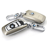 SAIBON 适用于2018款宝马钥匙扣新5系新3系320li1系7系新X1X35真皮钥匙 智能款亮面带钻-香槟金 宝马X3 X4 新X1 X5 X6 528iGT