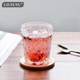 LIUIUSU复古玻璃杯 创意水晶浮雕玻璃杯子 彩色无铅玻璃水杯果汁杯 透明-低杯 320ml 1只 绿典系列