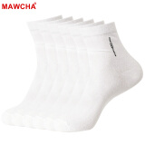 Mawcha 袜子男士中筒棉袜柔软舒适男袜四季商务男士袜子6双装 白色6双装 均码