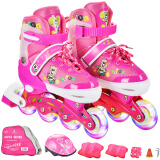 乐士 ENPEX 轮滑鞋儿童 套装溜冰鞋 男女闪光轮旱冰鞋 滑冰鞋 S码 粉色 MS172（赠包+护具头盔路障）