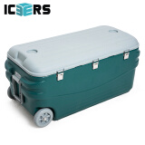 艾森斯（icers）高品质150L带轮PU保温箱 医药品冷藏箱 生物标本试剂运输 钓箱 大容量 冷链 军绿色（PU6面发泡） 有温度显示