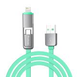 羽博 苹果安卓二合一手机充电线 适用于苹果5s/6s/7/7Plus华为小米三星 K3马卡龙绿