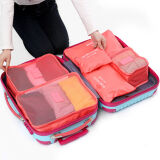 馨颜 旅行收纳袋六件套收纳包分类行李箱整理袋飞机包 西瓜红