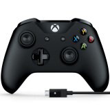 微软 Xbox无线控制器/手柄 黑色+Windows连接线  PC游戏手柄 Win10蓝牙连接 Xbox主机无线连接 PC有线连接