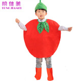 婷兰张儿童表演服水果服装时装秀蔬菜亲子装六一演出服造型衣服 苹果 120