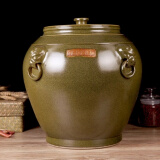 奋行陶瓷景德镇陶瓷带盖米缸米桶茶叶末油缸酒坛缸水缸50斤100斤200斤 狮耳罐100斤