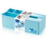 多功能纸巾盒创意餐巾纸盒塑料抽纸盒茶几收纳盒整理盒时尚纸抽盒 收纳款蓝色