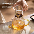 茗光茶壶玻璃锤纹水家用煮茶耐高温花茶茶具过滤泡茶壶350ml
