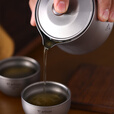 Ti artisan钛工匠纯钛旅行茶具套装户外露营泡茶器双层鹰嘴快客杯便携钛茶具 一壶二杯礼盒装（磨砂款）