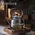 全度（Quandu） 加厚玻璃蒸煮一体茶壶烟灰色玻璃煮茶器煮茶壶蒸茶壶提梁壶