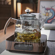 全度（Quandu） 蒸煮一体茶壶玻璃煮茶器加厚耐热烟灰色玻璃煮茶壶蒸茶壶泡茶壶