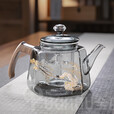 全度（Quandu） 蒸煮一体茶壶玻璃煮茶器加厚耐热烟灰色玻璃煮茶壶蒸茶壶泡茶壶