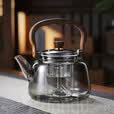 全度（Quandu） 加厚玻璃蒸煮一体茶壶烟灰色玻璃煮茶器煮茶壶蒸茶壶提梁壶