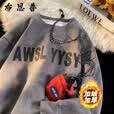 布恩普麂皮绒长袖t恤男春秋季宽松上衣服青少年潮流内搭卫衣打底衫 常规 E804深灰色(秋季） XL (建议体重120-140斤左右）