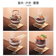 OEMG围炉煮茶炉套装器具烧烤炉碳炉子老式陶土打边炉家用室内户外庭院 大号炉+陶瓷隔片+烤网+防烫架