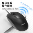 飞利浦（PHILIPS）M1（M6）有线鼠标 商务办公鼠标  USB即插即用 左右手对称鼠标 男女生mac笔记本台式电脑家用 M1黑色【USB有线】