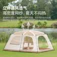 vidalido维达利多户外露营帐篷半山别墅两室一厅防雨防晒超大手动家庭帐篷 半山中号M卡其色【4-6人适用】