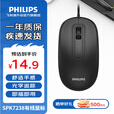 飞利浦（PHILIPS）M1（M6）有线鼠标 商务办公鼠标  USB即插即用 左右手对称鼠标 男女生mac笔记本台式电脑家用 M1黑色【USB有线】