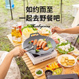 北岳户外烤盘麦饭石卡式炉烤肉盘韩式铁板烧烤盘家用电磁炉烤肉锅煎盘 秒杀款【直径26cm】配收纳袋