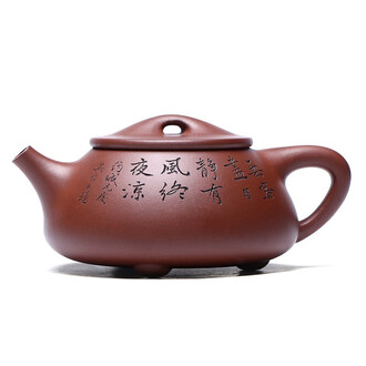 中国古美術・高石瓢紫砂壺・盖款:顾景洲紋・底款:荆南山樵・原鉱