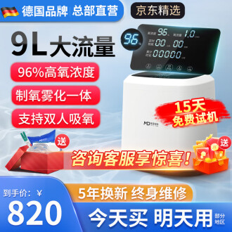 【德国品牌】麦德哈特制氧机家用老人氧气机老年人吸氧机高原制氧仪雾化一体机孕妇氧气呼吸机车载增氧机保健 尊享款 9升可调+96%氧+5年换新+雾化+遥控