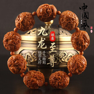 福慧オリーブ核手串彫刻八大弥勒仏核彫文玩把オリーブ