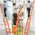 加厚升降抽拉铝合金梯子伸缩折叠直单面工程装修户外多功能阁楼梯 彩色特厚2.5升5.0米